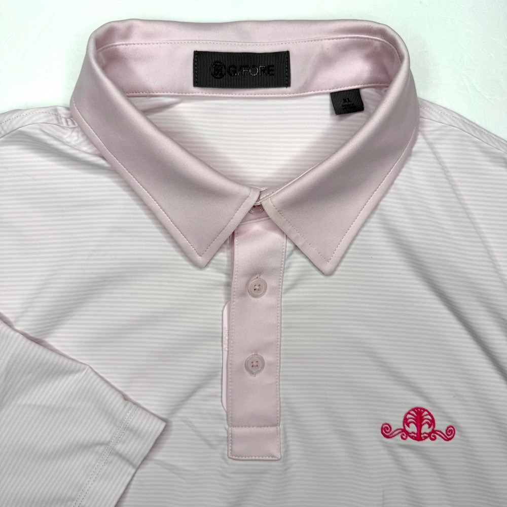G/FORE Feeder Stripe Fine Tech Jersey Polo Mens XL Blush Daniel Island Golf Club